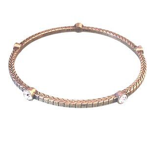 RJ Graziano Bracelet Bronze Tone Rhinestone Signature Bangle